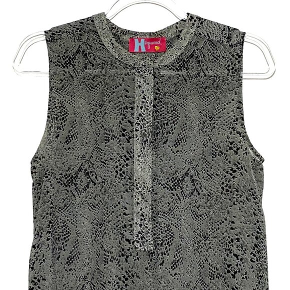 H Squared Sleeveless Tunic Top Dress M Snakeskin Print Lagenlook Hi Lo Hem Sheer - Picture 2 of 6